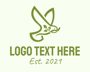 Bird - Green Dove Outline logo design