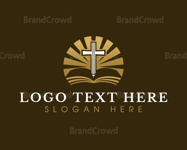 Cross Bible Pencil Logo