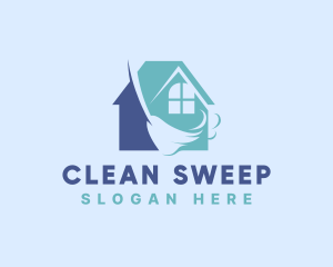 Home Cleaning Broom logo design