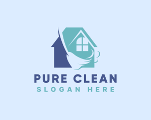 Home Cleaning Broom logo design