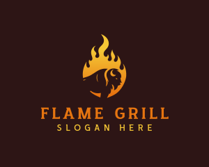 Flaming Bison Grill logo design