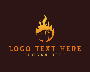 Barbecue - Flaming Bison Grill logo design
