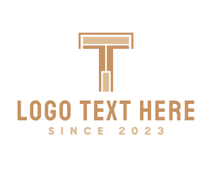 Gold Construction Letter T Logo