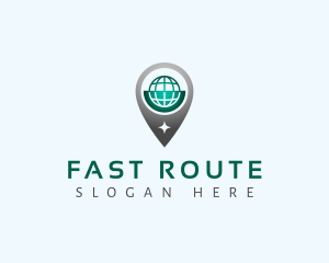 Route - Globe Location Pin logo design