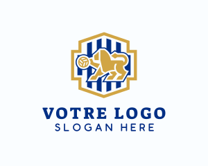 Ice Curling - Lion Volleyball Athletics logo design