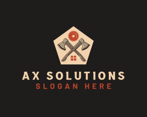 Ax - Axe Circular Saw Home Construction logo design