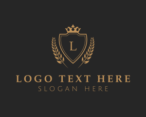 Gold - Shield Crown Luxury Wreath logo design