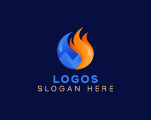 Heating - Cold Fire Heating logo design