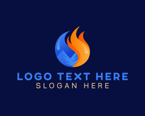 Snow - Cold Fire Heating logo design