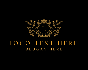 Luxury - Elegant Shield Pegasus Crown logo design
