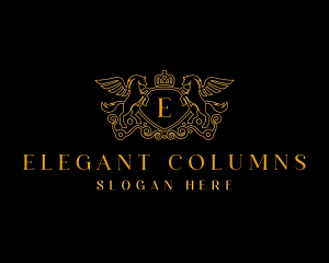 Elegant Shield Pegasus Crown logo design