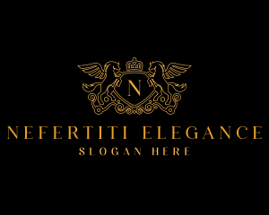 Elegant Shield Pegasus Crown logo design