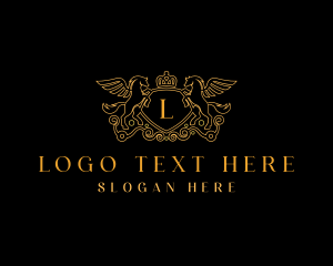 Hotel - Elegant Shield Pegasus Crown logo design