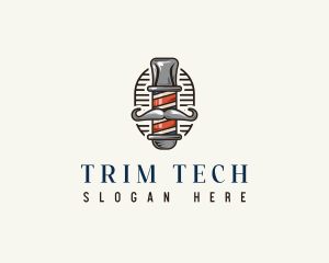 Trim - Mustache Grooming Barber logo design