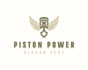 Piston - Piston Wings Maintenance logo design