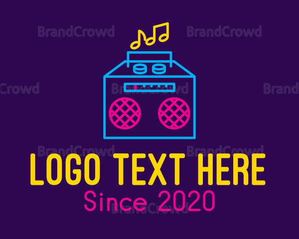 Neon Retro Music Player Logo