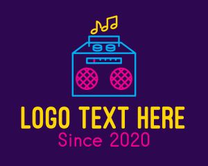 Music - Neon Retro Music Player logo design