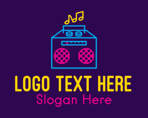 Neon Retro Music Player Logo