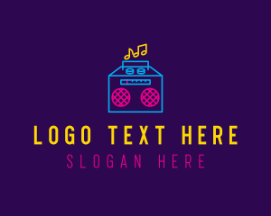 Neon Retro Music Player logo design