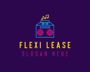 Neon Retro Music Player logo design