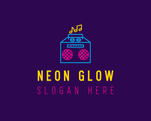 Neon Retro Music Player logo design