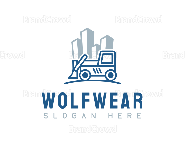 Bulldozer Building Construction Logo