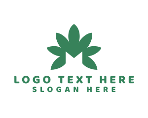 Leaf - Green Cannabis M logo design