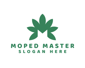 Green Cannabis M logo design