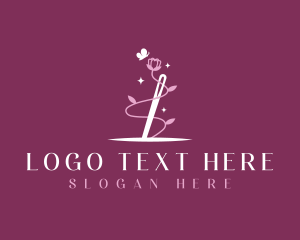 Quilting - Floral Needle Sewing logo design