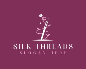 Floral Needle Sewing logo design