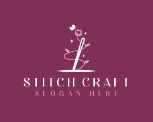 Needlework - Floral Needle Sewing logo design