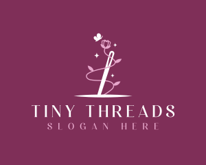 Floral Needle Sewing logo design