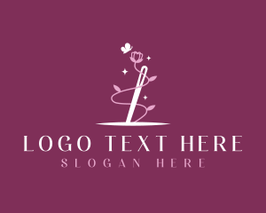 Floral Needle Sewing Logo