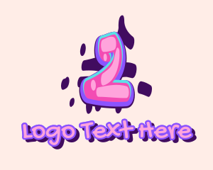 Number 2 - Pop Graffiti Art Number 2 logo design