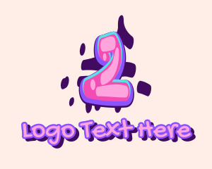 Two - Pop Graffiti Art Number 2 logo design