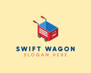 Wagon - Isometric Toy Cart logo design