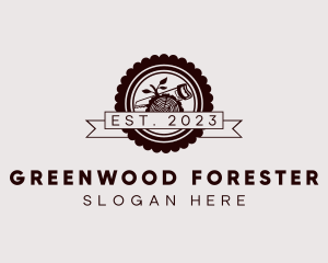 Woodcutting Lumber Badge logo design