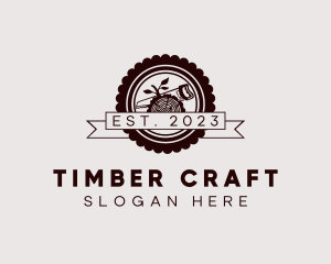 Woodcutting - Woodcutting Lumber Badge logo design