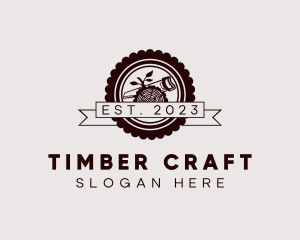 Woodcutting Lumber Badge logo design