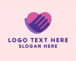 Online Relationship - Hand Heart Love logo design