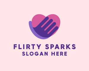 Flirting - Hand Heart Love logo design