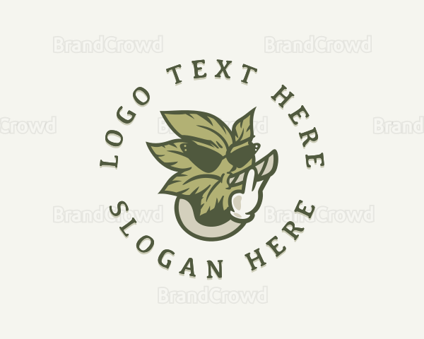 Smoking Marijuana Leaf Logo