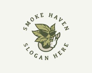 Smoking Marijuana Leaf logo design