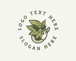 Weed - Smoking Marijuana Leaf logo design