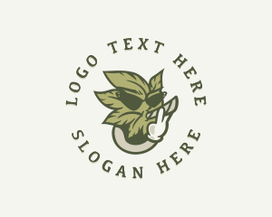 Smoking Marijuana Leaf Logo