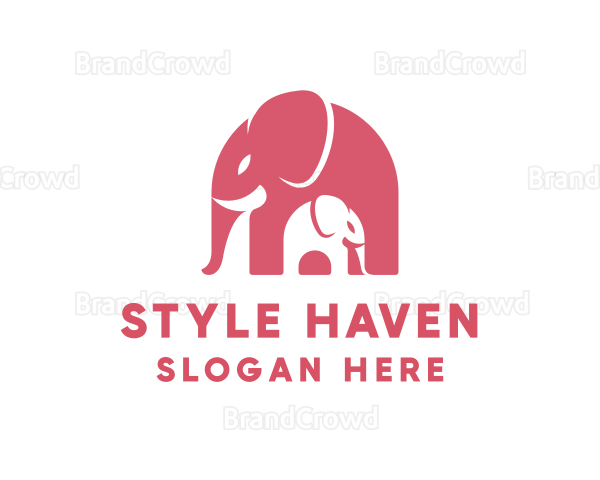 Cute Pink Elephant Zoo Logo
