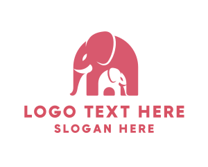 Mammals - Cute Pink Elephant Zoo logo design