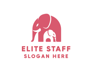 Cute Pink Elephant Zoo Logo