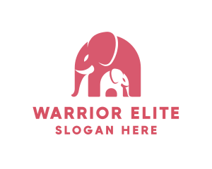 Cute Pink Elephant Zoo Logo