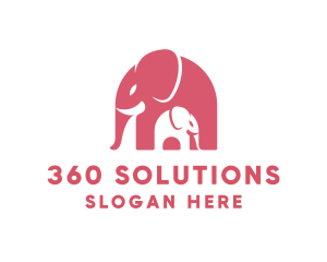 Cute Pink Elephant Zoo logo design